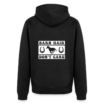 Stall Pferd reiten Haar Lustiger Spruch - Unisex Premium Bio Zip Hoodie - Schwarz - Hinten - Nico (187cm)