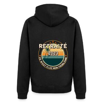 Retraité 2023 Humour Homme Citation Collègue - Veste à capuche bio Premium Unisexe - noir - Dos - Nico (187cm)