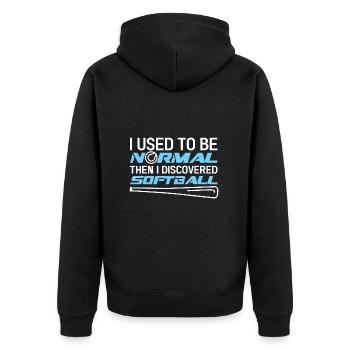 Softball - Unisex Premium Organic Zip Hoodie - black - Back - Nico (187cm)