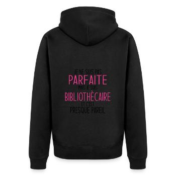 Funny Design for Woman with a Passion for Books - Unisex Premium Organic Zip Hoodie - black - Back - Nico (187cm)