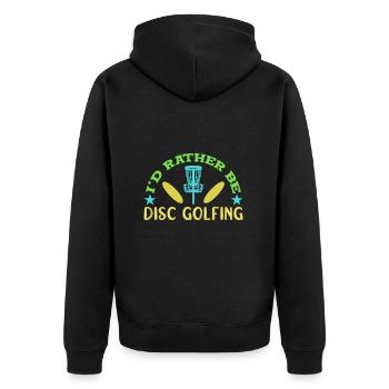 Disc Golf Frisbee - Unisex Premium Organic Zip Hoodie - black - Back - Nico (187cm)
