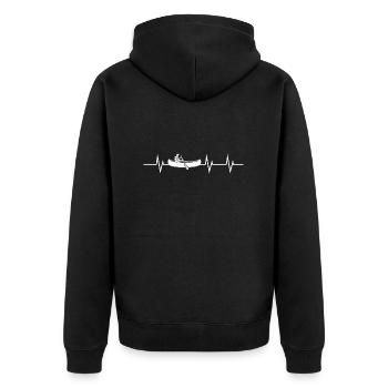 Heartbeat of the river - Unisex Premium Bio Zip Hoodie - Schwarz - Hinten - Nico (187cm)