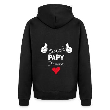 Super Papy D'Amour - Veste à capuche bio Premium Unisexe - noir - Dos - Nico (187cm)