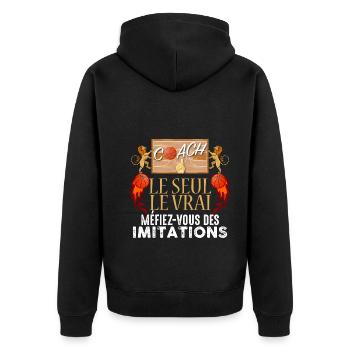 18 - t shirt coach basket humour 5.png - Veste à capuche bio Premium Unisexe - noir - Dos - Nico (187cm)