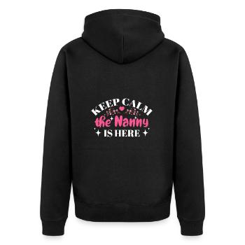 Nanny Babysitterin Tagesmutter - Unisex Premium Bio Zip Hoodie - Schwarz - Hinten - Nico (187cm)