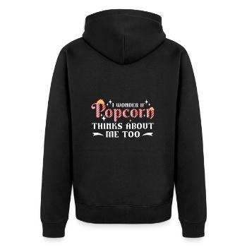 Popcorn - Unisex Premium Bio Zip Hoodie - Schwarz - Hinten - Nico (187cm)