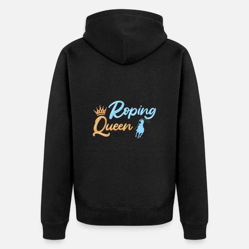 Team Roping - Unisex Premium Bio Zip Hoodie - Schwarz