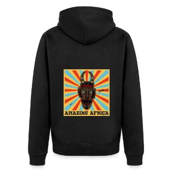 Africa Mask African Afro History - Unisex Premium Organic Zip Hoodie - black - Back - Nico (187cm)
