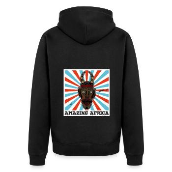 Africa Mask African Afro History - Unisex Premium Organic Zip Hoodie - black - Back - Nico (187cm)