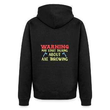 Axe throw axe throwing - Unisex Premium Organic Zip Hoodie - black - Back - Nico (187cm)