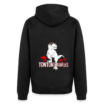 Tontonsaurus - Unisex Premium Organic Zip Hoodie - black - Back - Nico (187cm)