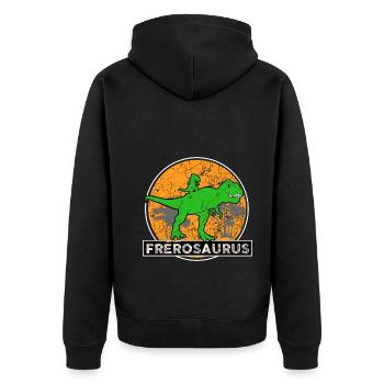 Frèrosaurus Mon Super Frère Dinosaure - Veste à capuche bio Premium Unisexe - noir - Dos - Nico (187cm)