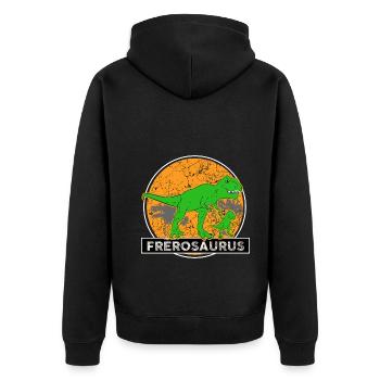 Frèrosaurus Mon Grand Frère Protecteur Dinosaure - Veste à capuche bio Premium Unisexe - noir - Dos - Nico (187cm)