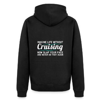 Cruise Cruise Ship - Unisex Premium Organic Zip Hoodie - black - Back - Nico (187cm)