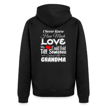 Großmutter-Liebes-T-Shirt - Unisex Premium Bio Zip Hoodie - Schwarz - Hinten - Nico (187cm)