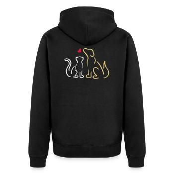 Chat et chien / chat et chien, amour, amoureux des animaux - Veste à capuche bio Premium Unisexe - noir - Dos - Nico (187cm)