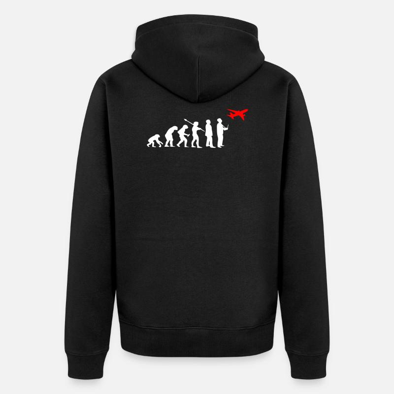 Model Flieger Flugzeug Evolution Modellflugzeug - Unisex Premium Bio Zip Hoodie - Schwarz