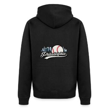 Philadelphia baseball skyline Philly USA sports - Unisex Premium Organic Zip Hoodie - black - Back - Nico (187cm)