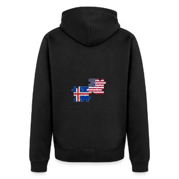 Islande USA Drapeau américain Islandais - Veste à capuche bio Premium Unisexe - noir - Dos - Nico (187cm)