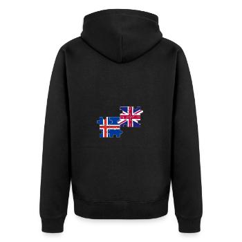 Iceland UK Flag British Icelanders - Unisex Premium Organic Zip Hoodie - black - Back - Nico (187cm)