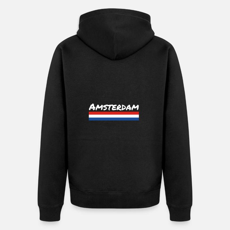 Amsterdam Pays-Bas Drapeau néerlandais - Veste à capuche bio Premium Unisexe - noir