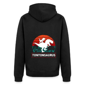 Mon Tontonsaurus Qui Déchire Cadeau Oncle - Veste à capuche bio Premium Unisexe - noir - Dos - Nico (187cm)