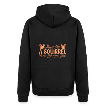 Eichhörnchen - Unisex Premium Bio Zip Hoodie - Schwarz - Hinten - Nico (187cm)