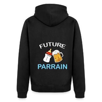 Futur parrain Cadeau Tonton Future Naissance Bébé - Veste à capuche bio Premium Unisexe - noir - Dos - Nico (187cm)