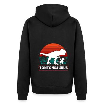 Tonton Dinosaurus Cadeau Futur Tonton - Veste à capuche bio Premium Unisexe - noir - Dos - Nico (187cm)