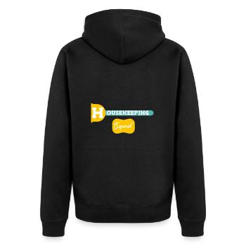 Haushälterin Haushalt Reinigungskraft - Unisex Premium Bio Zip Hoodie - Schwarz - Hinten - Nico (187cm)