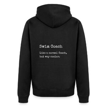 Schwimmen Schwimmer - Unisex Premium Bio Zip Hoodie - Schwarz - Hinten - Nico (187cm)