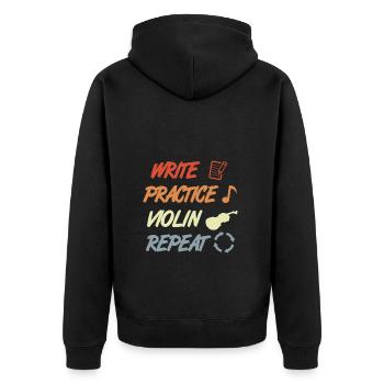 Write Practice Violin Repeat - Unisex Premium Organic Zip Hoodie - black - Back - Nico (187cm)