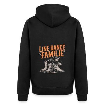 Linedance Familie Papa Mama Kinder - Unisex Premium Bio Zip Hoodie - Schwarz - Hinten - Nico (187cm)