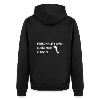 Rollstuhl Rollstuhlfahrer - Unisex Premium Bio Zip Hoodie - Schwarz - Hinten - Nico (187cm)