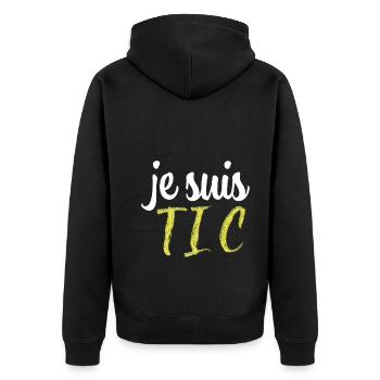 Je Suis Tic Cadeau Homme Amoureux - Veste à capuche bio Premium Unisexe - noir - Dos - Nico (187cm)