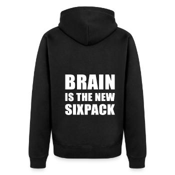 Brain is the new six-pack - Unisex Premium Organic Zip Hoodie - black - Back - Nico (187cm)