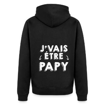 Je vais etre papy Annonce Naissance Grand Père - Veste à capuche bio Premium Unisexe - noir - Dos - Nico (187cm)