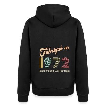 Anniversaire Fabriqué en 1972 vintage Rétro - Veste à capuche bio Premium Unisexe - noir - Dos - Nico (187cm)
