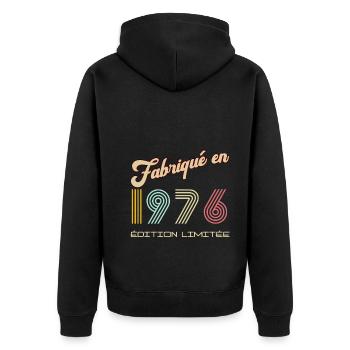 Anniversaire Homme Fabriqué en 1976 vintage - Veste à capuche bio Premium Unisexe - noir - Dos - Nico (187cm)