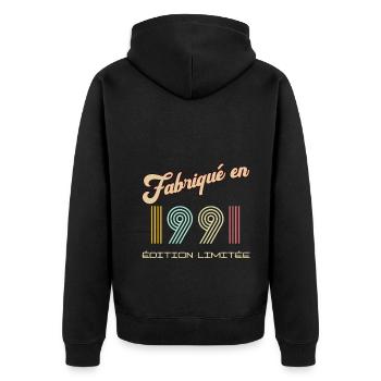 Anniversaire Fabriqué en 1991 vintage édition - Veste à capuche bio Premium Unisexe - noir - Dos - Nico (187cm)