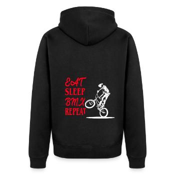 Eat Sleep BMX Leidenschaft wiederholen - Unisex Premium Bio Zip Hoodie - Schwarz - Hinten - Nico (187cm)