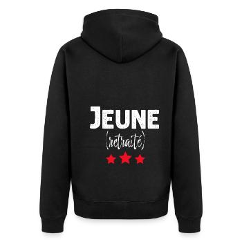 Jeune Retraité Idée Cadeau Humour Départ Retraite - Veste à capuche bio Premium Unisexe - noir - Dos - Nico (187cm)