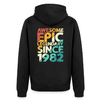 1982 Naissance 40e anniversaire - Veste à capuche bio Premium Unisexe - noir - Dos - Nico (187cm)