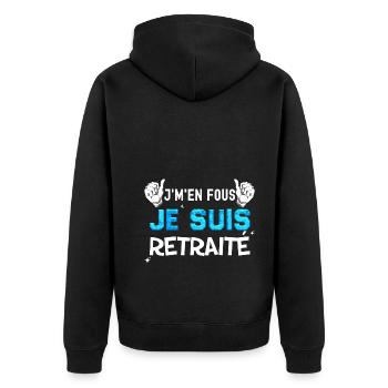 J'M'En Fous Je Suis Retraité - Veste à capuche bio Premium Unisexe - noir - Dos - Nico (187cm)