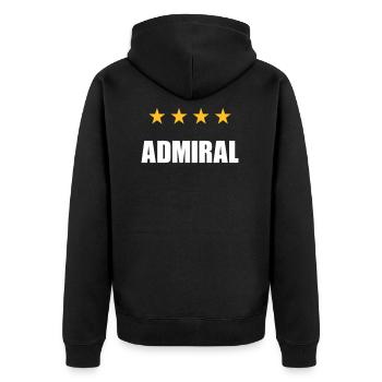 ★ Designfarben änderbar ★ Admiral (Vier Sterne) - Unisex Premium Bio Zip Hoodie - Schwarz - Hinten - Nico (187cm)