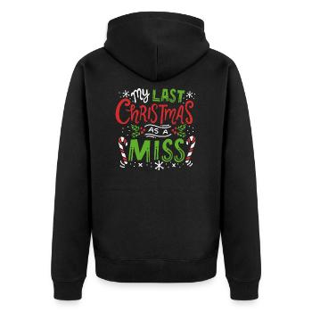 Mein letztes Weihnachten als Fräulein verlobte Verlobtenhochzeit - Unisex Premium Bio Zip Hoodie - Schwarz - Hinten - Nico (187cm)