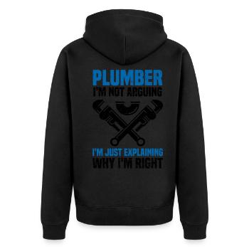 Plumber - Unisex Premium Organic Zip Hoodie - black - Back - Nico (187cm)