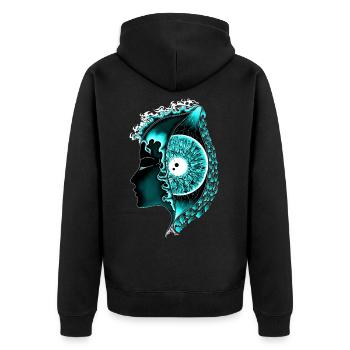 Big Eye Turquoise, Eye, Vertical, Realistic - Unisex Premium Organic Zip Hoodie - black - Back - Nico (187cm)