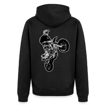 Supermoto / Supermotard / Supermoto Wheelie Biker - Unisex Premium Organic Zip Hoodie - black - Back - Nico (187cm)