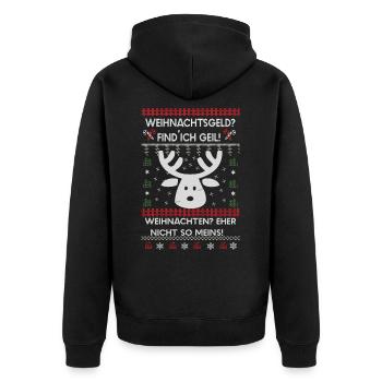 Lustiges Weihnachten Rentier Sweatshirt/Pullover - Unisex Premium Bio Zip Hoodie - Schwarz - Hinten - Nico (187cm)